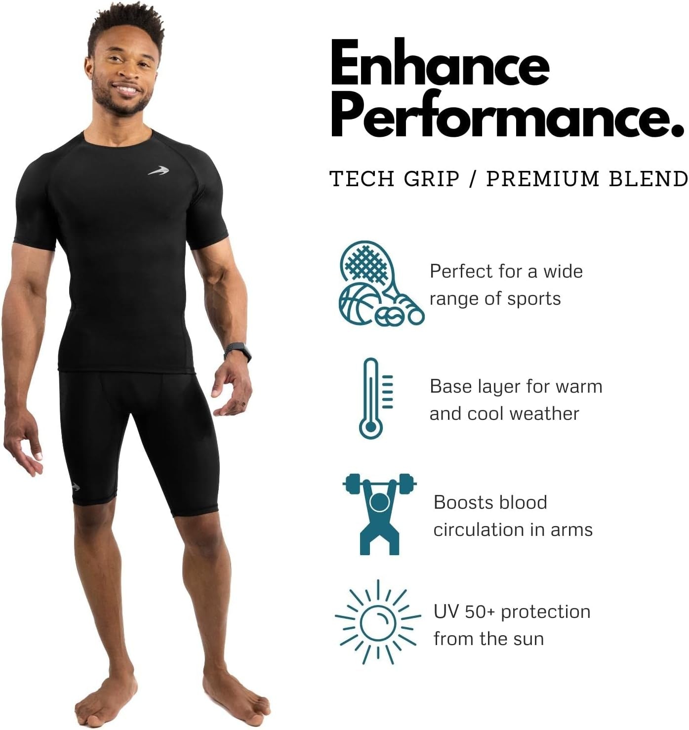 Men'S Compression Shirt - Athletic Base Layer for Workouts Running Dry Fit Athletic Training